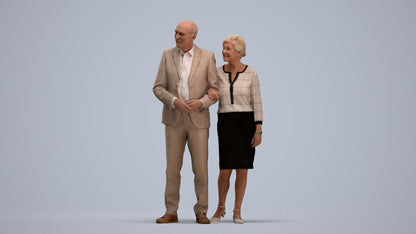 realistic 3D human senior woman business kids, archviz people FBX OBJ for Blender, standing pose render