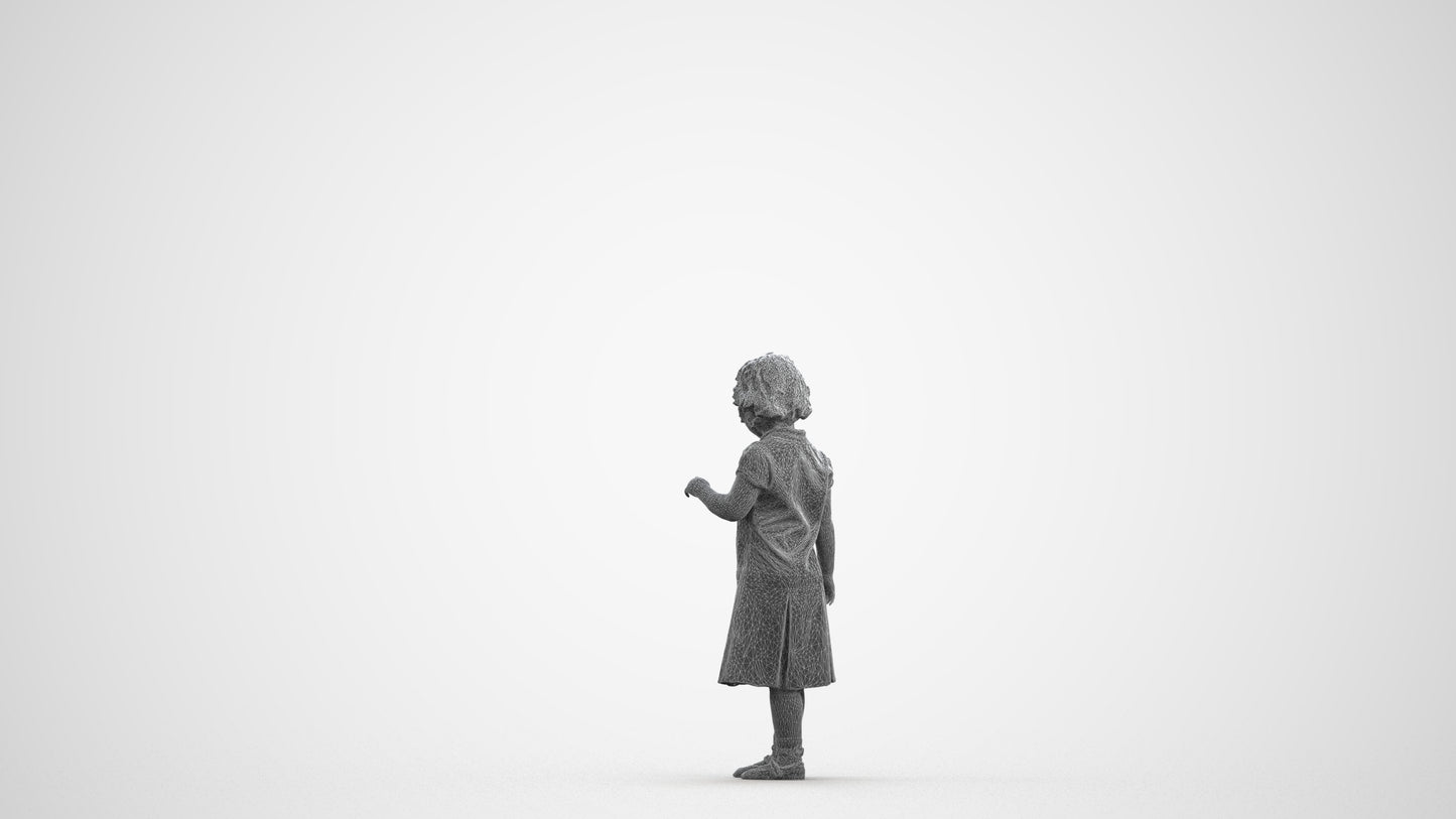 photogrammetry 3D girl kids, realistic human model archviz FBX, wireframe front view