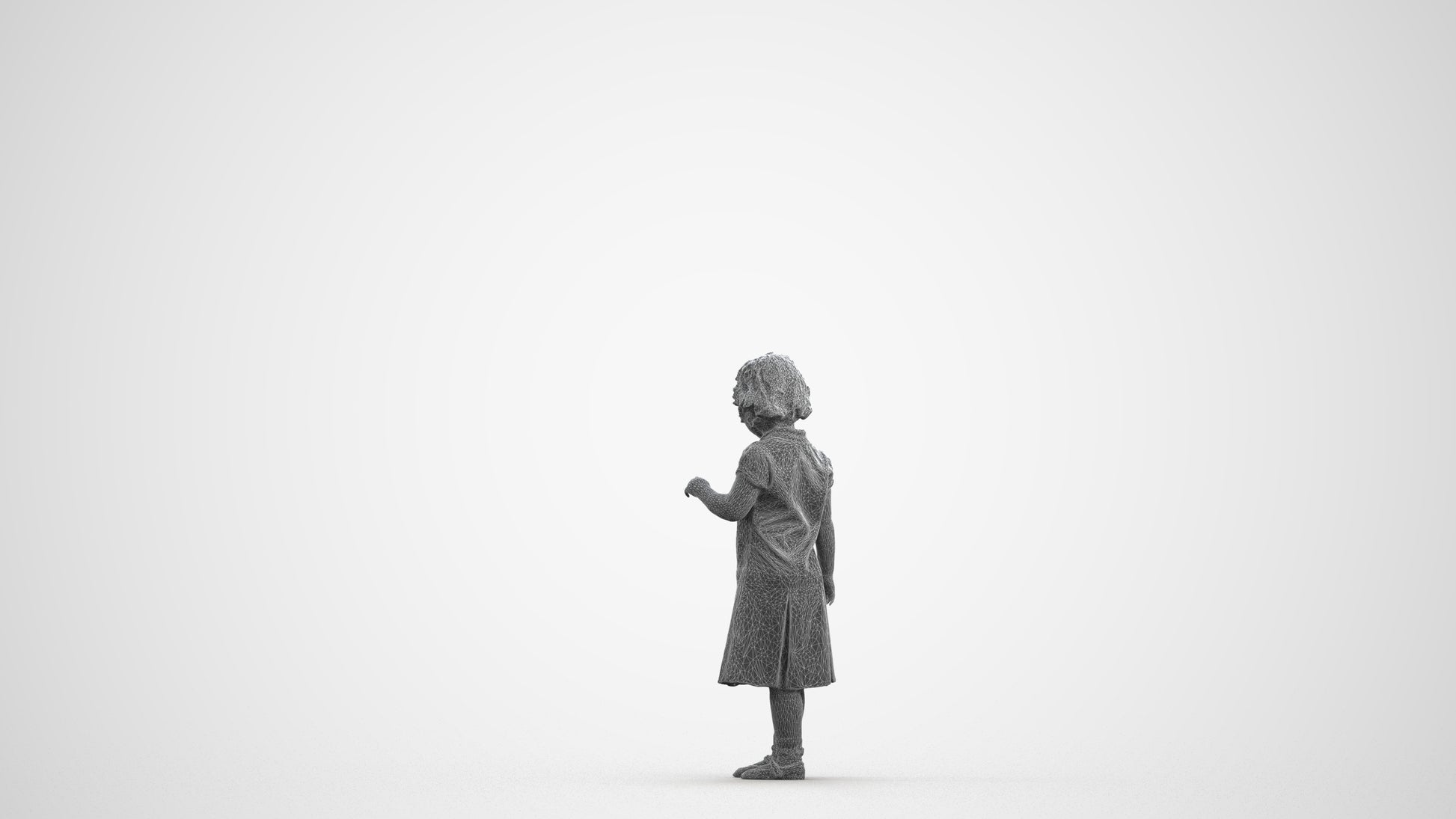 photogrammetry 3D girl kids, realistic human model archviz FBX, wireframe front view
