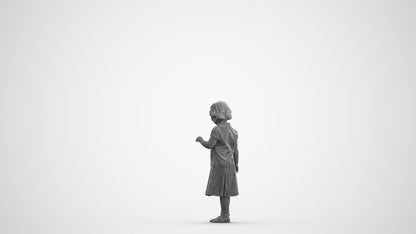 photogrammetry 3D girl kids, realistic human model archviz FBX, wireframe front view
