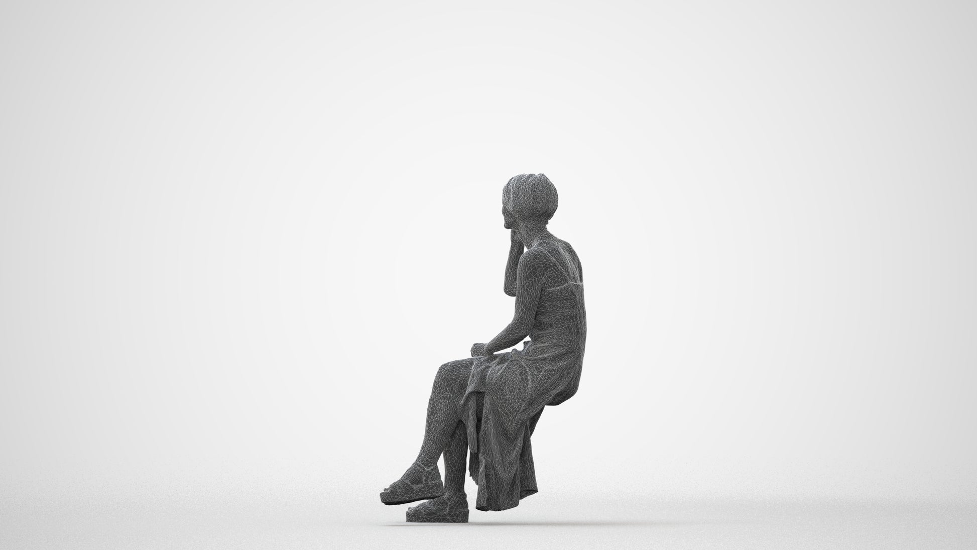 3D scanned senior woman sitting, photorealistic archviz people for Enscape and SketchUp, square thumbnail