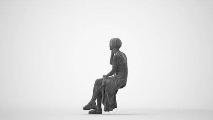 3D scanned senior woman sitting, photorealistic archviz people for Enscape and SketchUp, square thumbnail