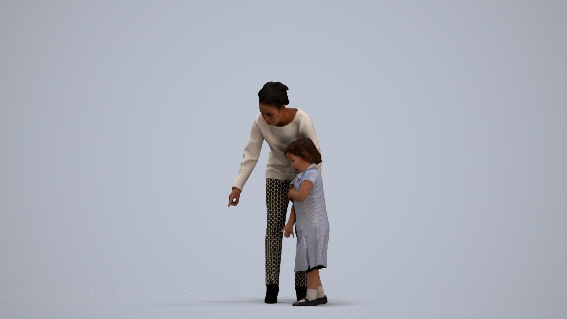 3D people model girl kids, scanned human for 3ds Max rendering, standing pose render
