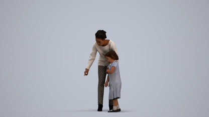 3D people model girl kids, scanned human for 3ds Max rendering, standing pose render