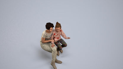 realistic 3D people girl kids, render-ready for V-Ray and Corona, FBX OBJ, back view render