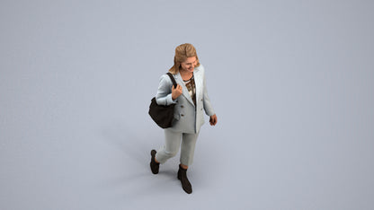 3D people model woman business walking, scanned human for 3ds Max rendering, back view render