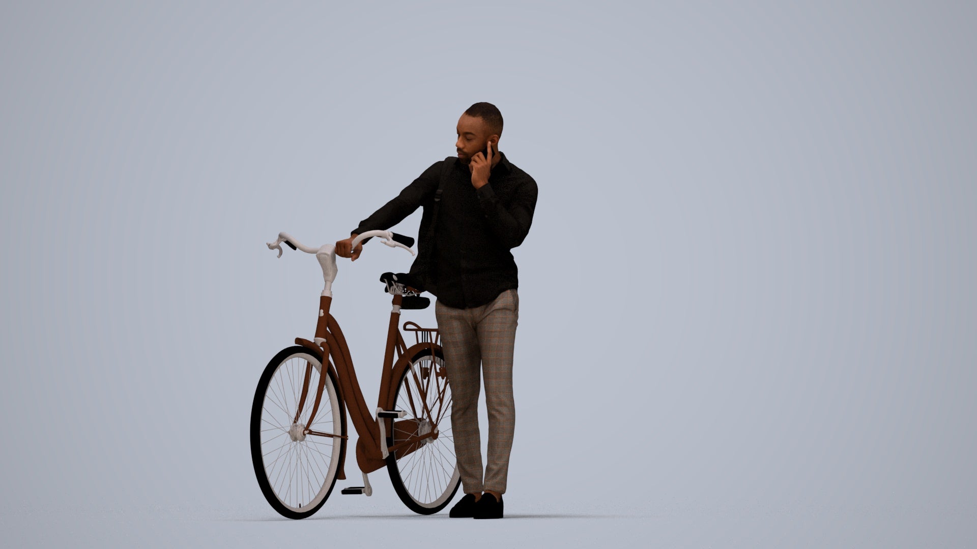 realistic 3D people man business cycling, render-ready for V-Ray and Corona, FBX OBJ, top-down view render
