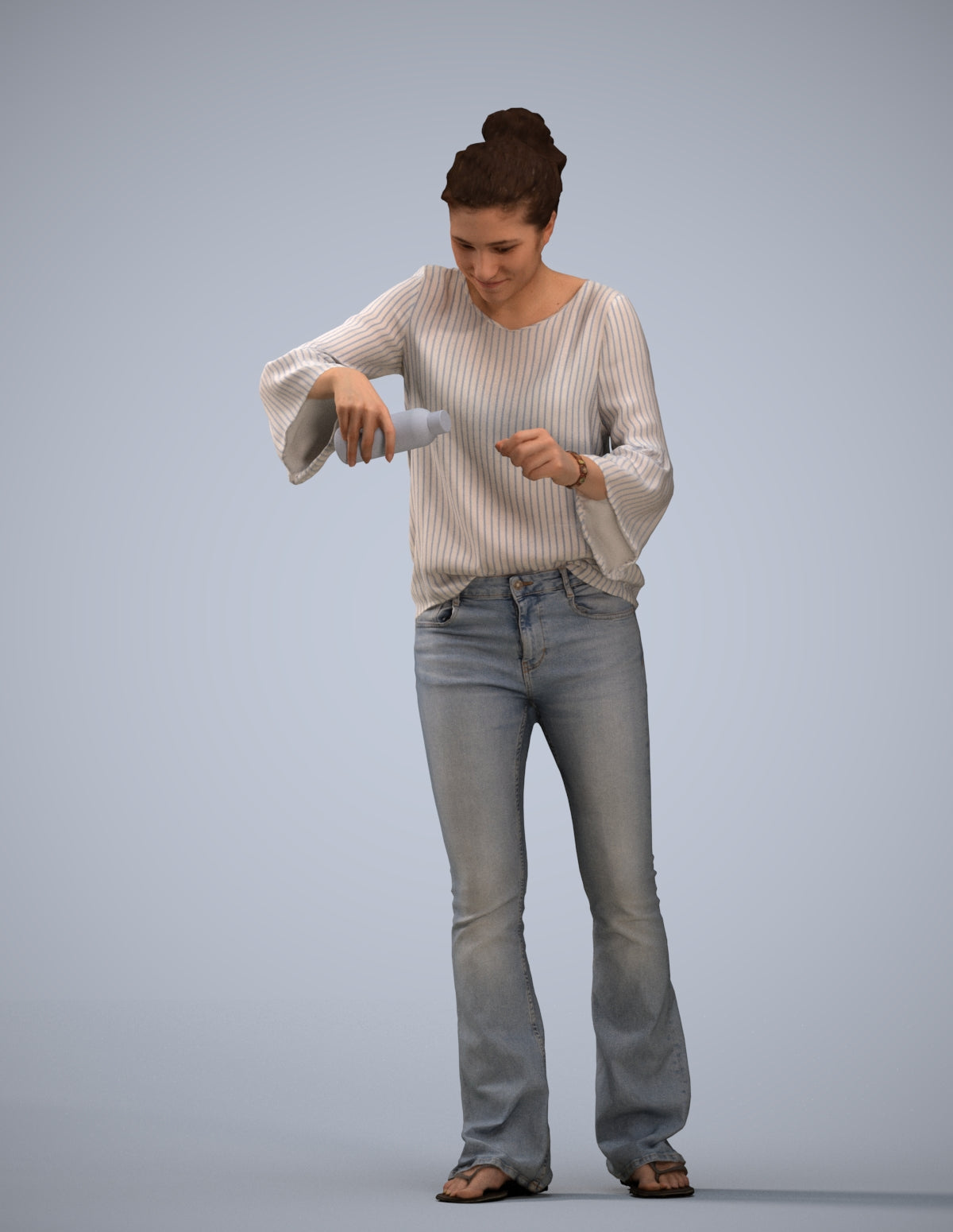 3D scanned woman standing casual, photorealistic archviz people for Enscape and SketchUp