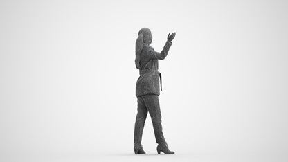 3D people model woman business, scanned human for 3ds Max rendering, wireframe front view