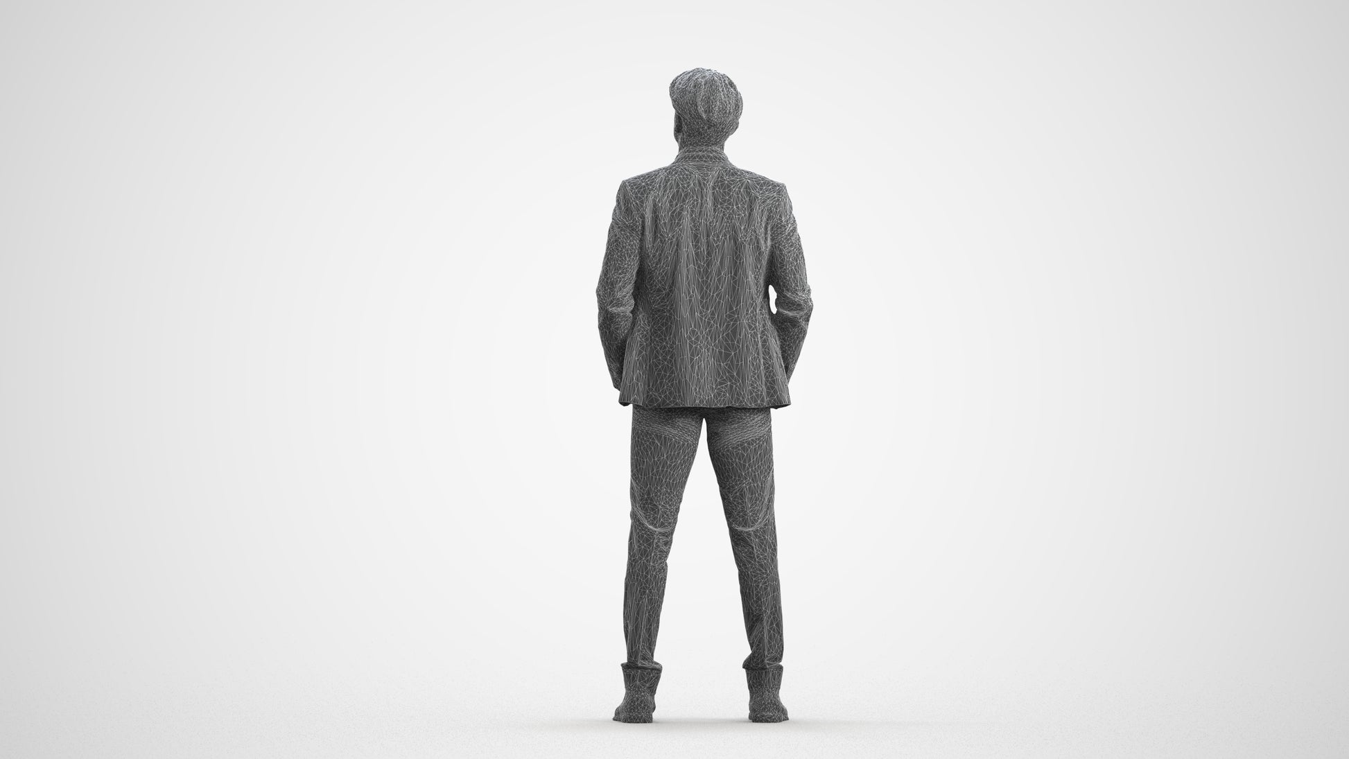 scanned 3D man business, photogrammetry people for Enscape and V-Ray, wireframe front view