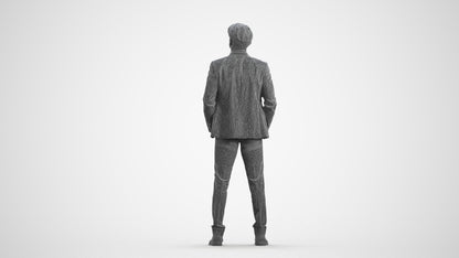 scanned 3D man business, photogrammetry people for Enscape and V-Ray, wireframe front view