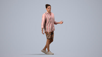 scanned 3D man casual walking, photogrammetry people for Enscape and V-Ray, side view render