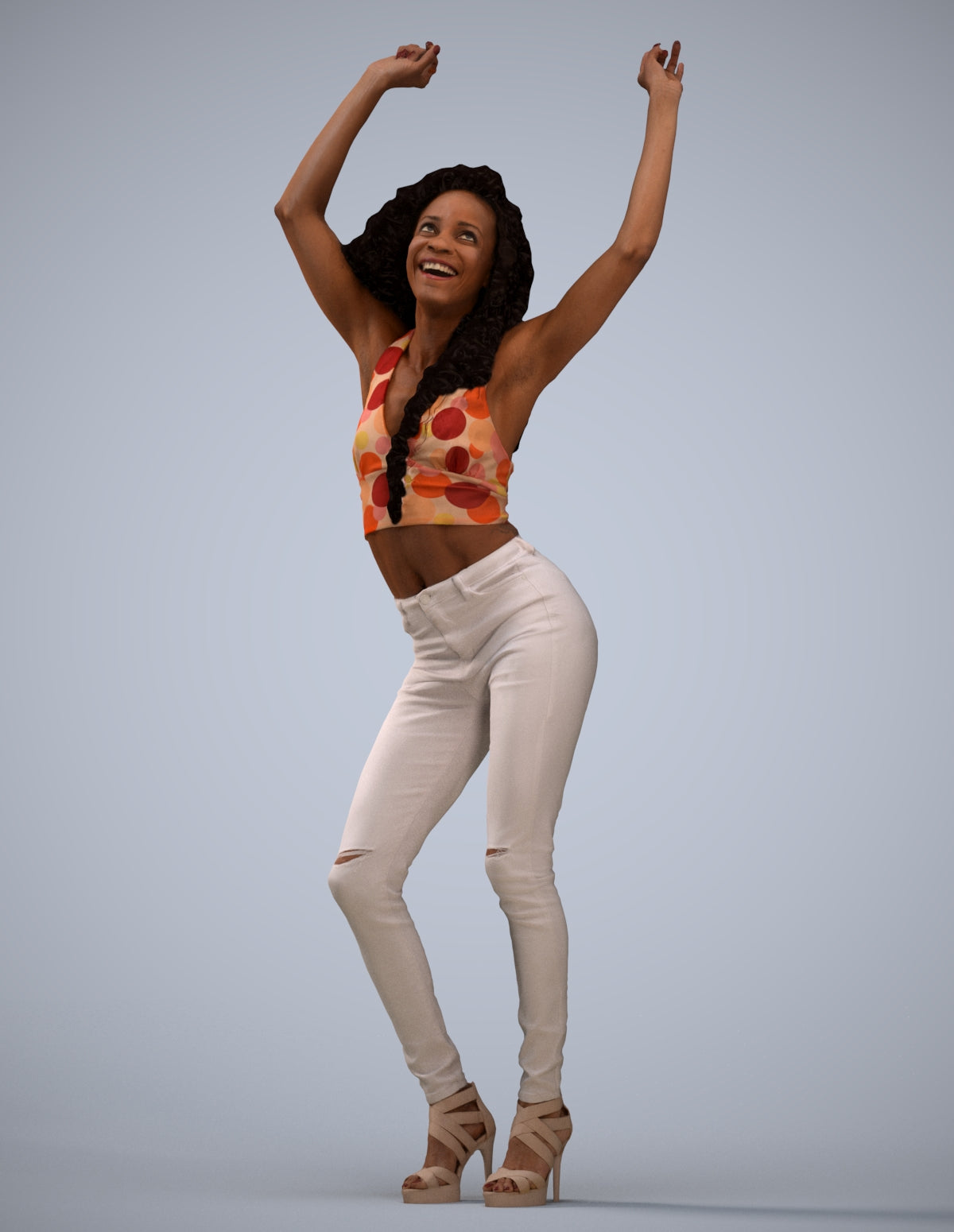 scanned 3D woman casual dancing, photogrammetry people for Enscape and V-Ray