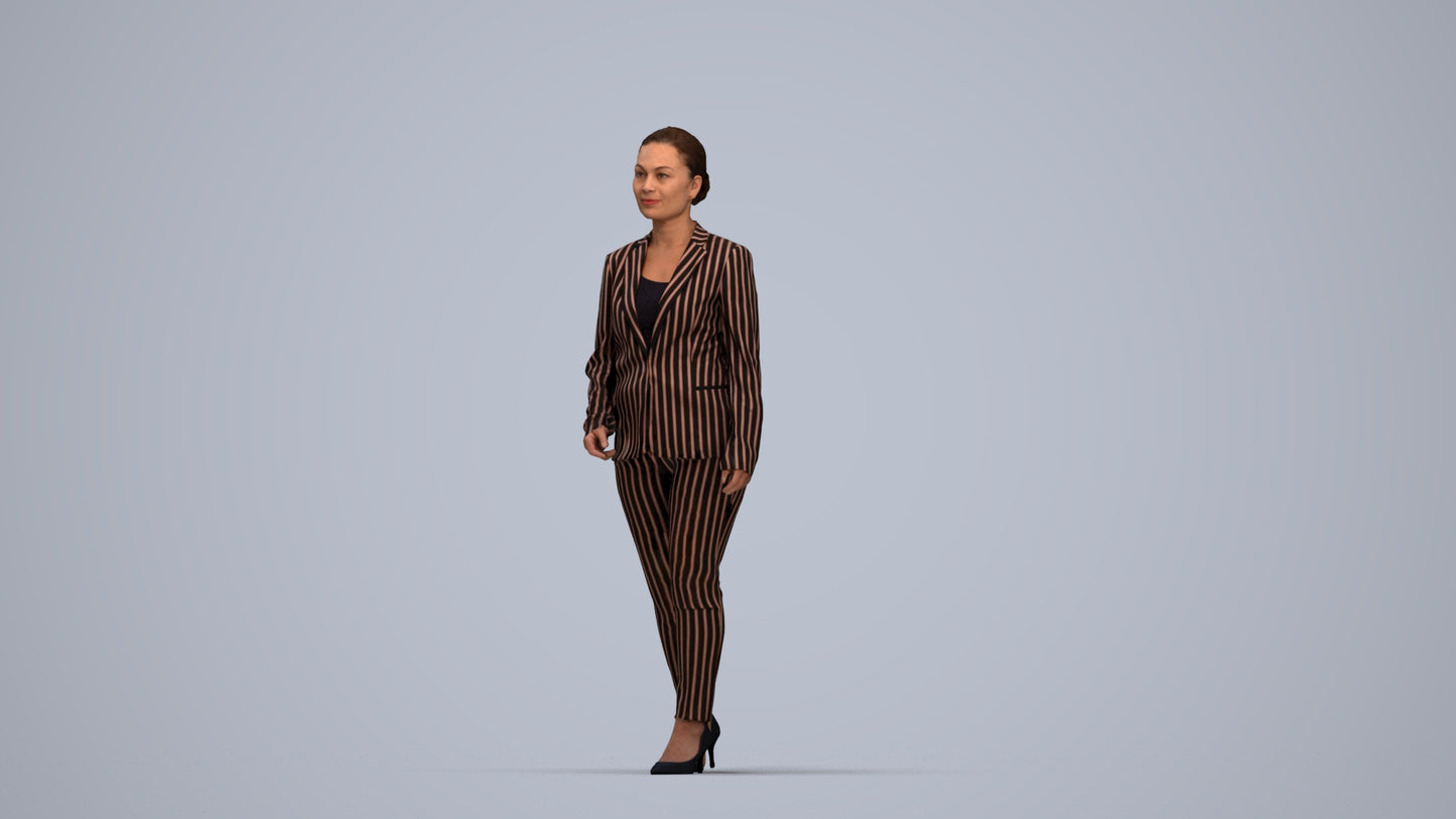 realistic 3D people woman business walking, render-ready for V-Ray and Corona, FBX OBJ, top-down view render