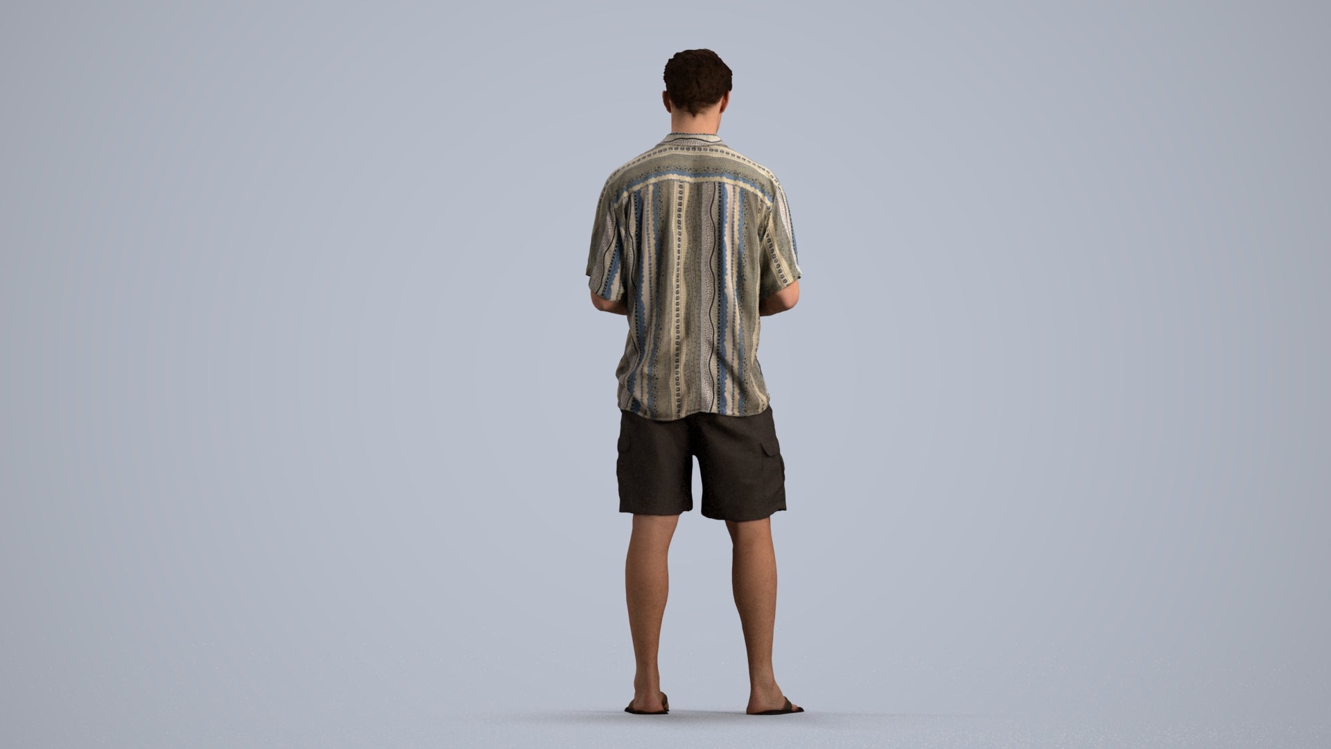 3D human model man casual standing, photogrammetry scanned person for archviz, front view render