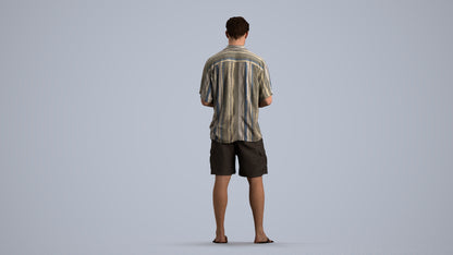 3D human model man casual standing, photogrammetry scanned person for archviz, front view render