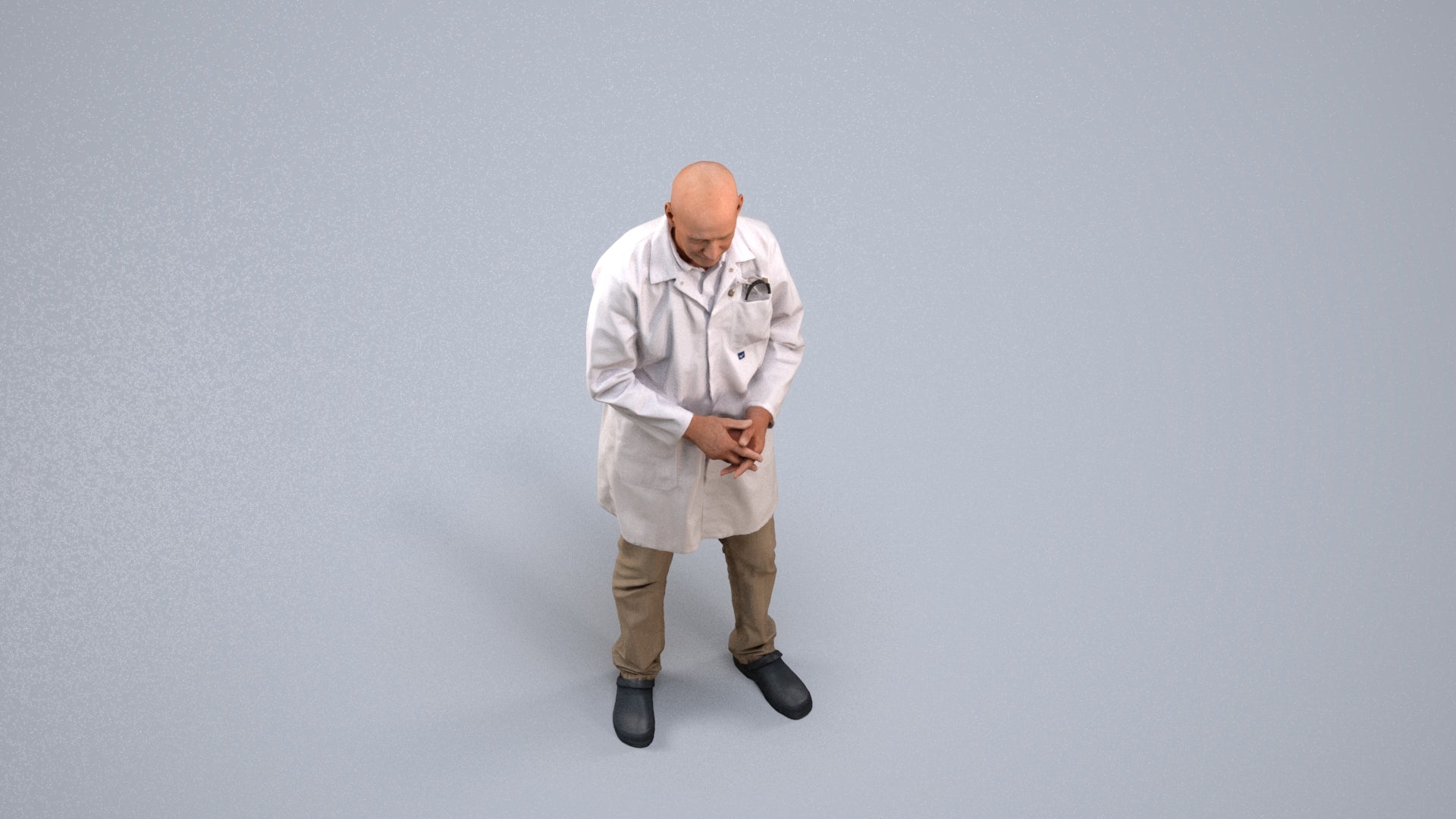 3D scanned senior man medical, photorealistic archviz people for Enscape and SketchUp, back view render
