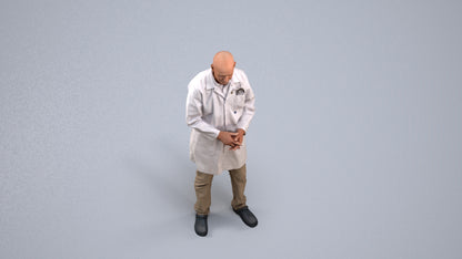 3D scanned senior man medical, photorealistic archviz people for Enscape and SketchUp, back view render