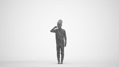 3D human model girl kids, photogrammetry scanned person for archviz, three-quarter front view render
