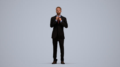 3D human model man business, photogrammetry scanned person for archviz, standing pose render