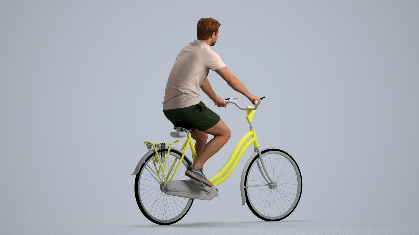 3D human model man casual mix, photogrammetry scanned person for archviz, front view render