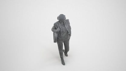 scanned 3D woman casual standing, photogrammetry people for Enscape and V-Ray, wireframe three-quarter view