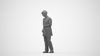 3D people model senior woman medical, scanned human for 3ds Max rendering, wireframe back view