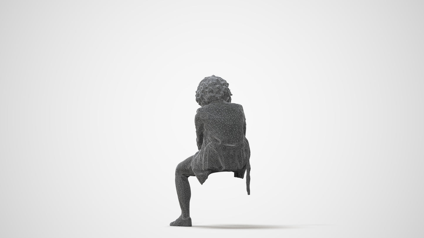 realistic 3D human woman business sitting, archviz people FBX OBJ for Blender, square thumbnail