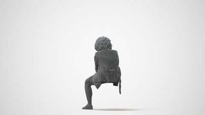realistic 3D human woman business sitting, archviz people FBX OBJ for Blender, square thumbnail
