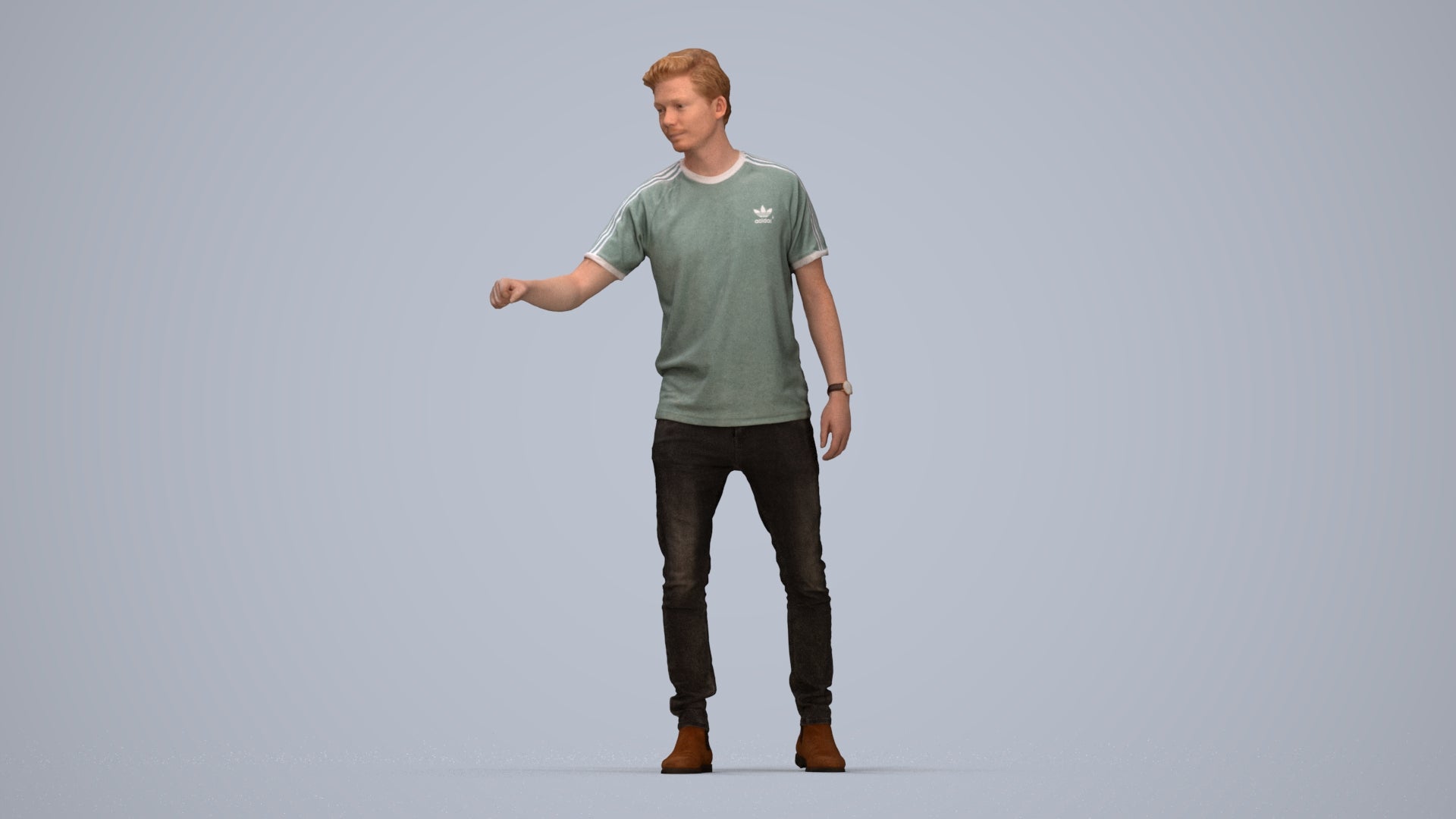 3D scanned man door casual, photorealistic archviz people for Enscape and SketchUp, top-down view render