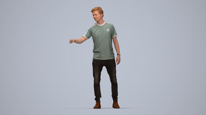 3D scanned man door casual, photorealistic archviz people for Enscape and SketchUp, top-down view render