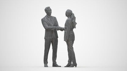3D human model woman formal business, photogrammetry scanned person for archviz, wireframe back view