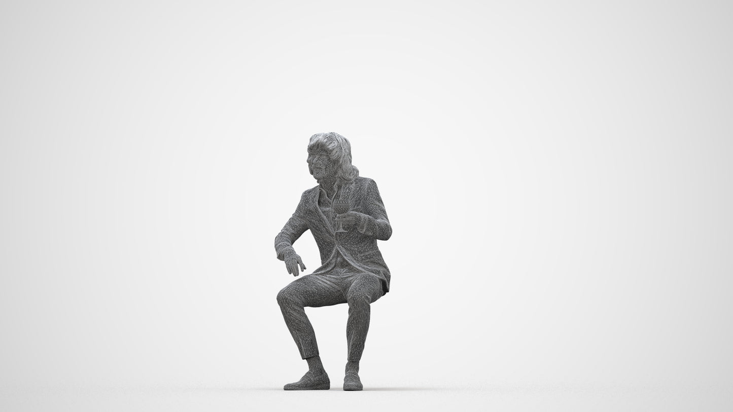 scanned 3D man business, photogrammetry people for Enscape and V-Ray, wireframe back view