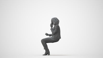 3D human model woman business, photogrammetry scanned person for archviz, three-quarter front view render