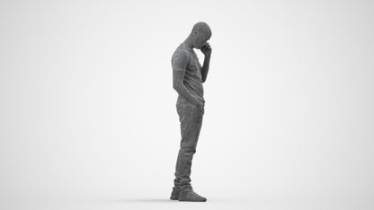 realistic 3D people man casual standing, render-ready for V-Ray and Corona, FBX OBJ, wireframe side view