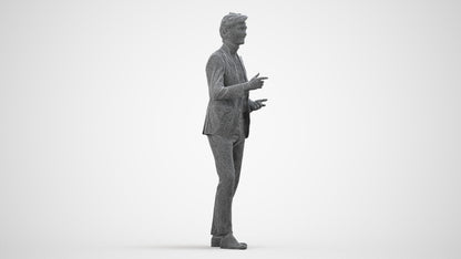 realistic 3D man business, scanned archviz people for Blender and 3ds Max, wireframe side view