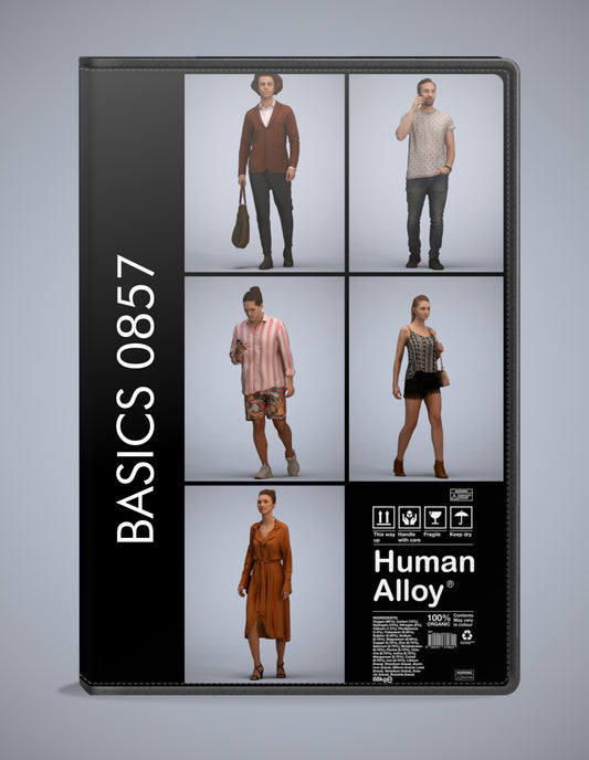 3D people models walking bundle, 5 scanned humans for 3ds Max rendering