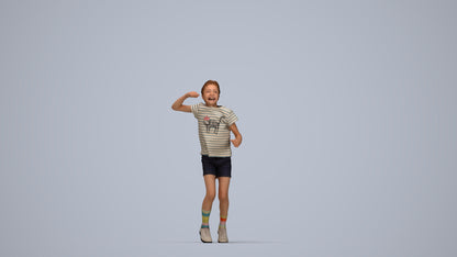 photogrammetry 3D girl casual kids, realistic human model archviz FBX, top-down view render