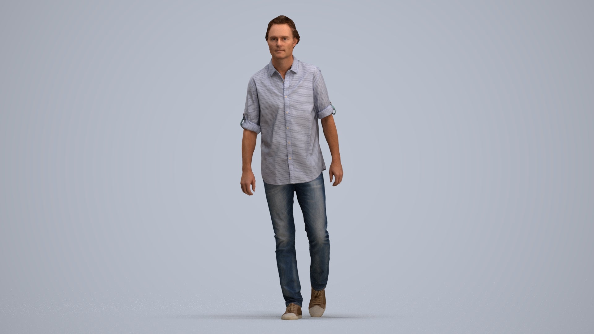 realistic 3D people man casual standing, render-ready for V-Ray and Corona, FBX OBJ, standing pose render