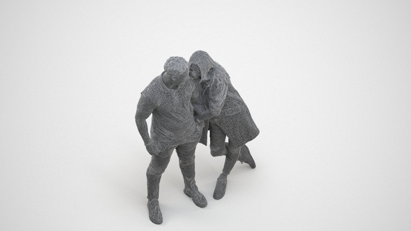 realistic 3D man casual shopping, scanned archviz people for Blender and 3ds Max, wireframe three-quarter view