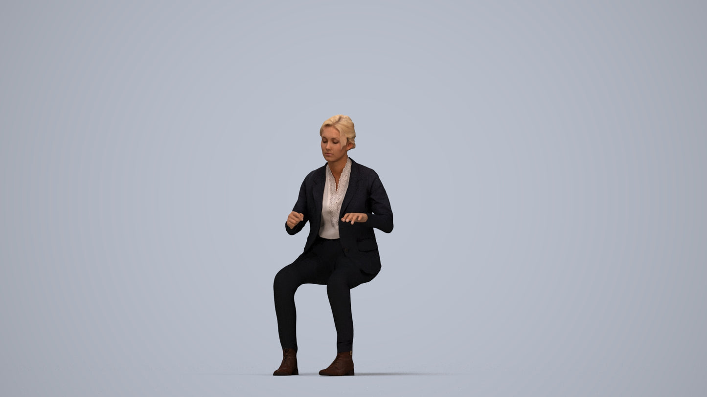 realistic 3D woman business, scanned archviz people for Blender and 3ds Max, top-down view render