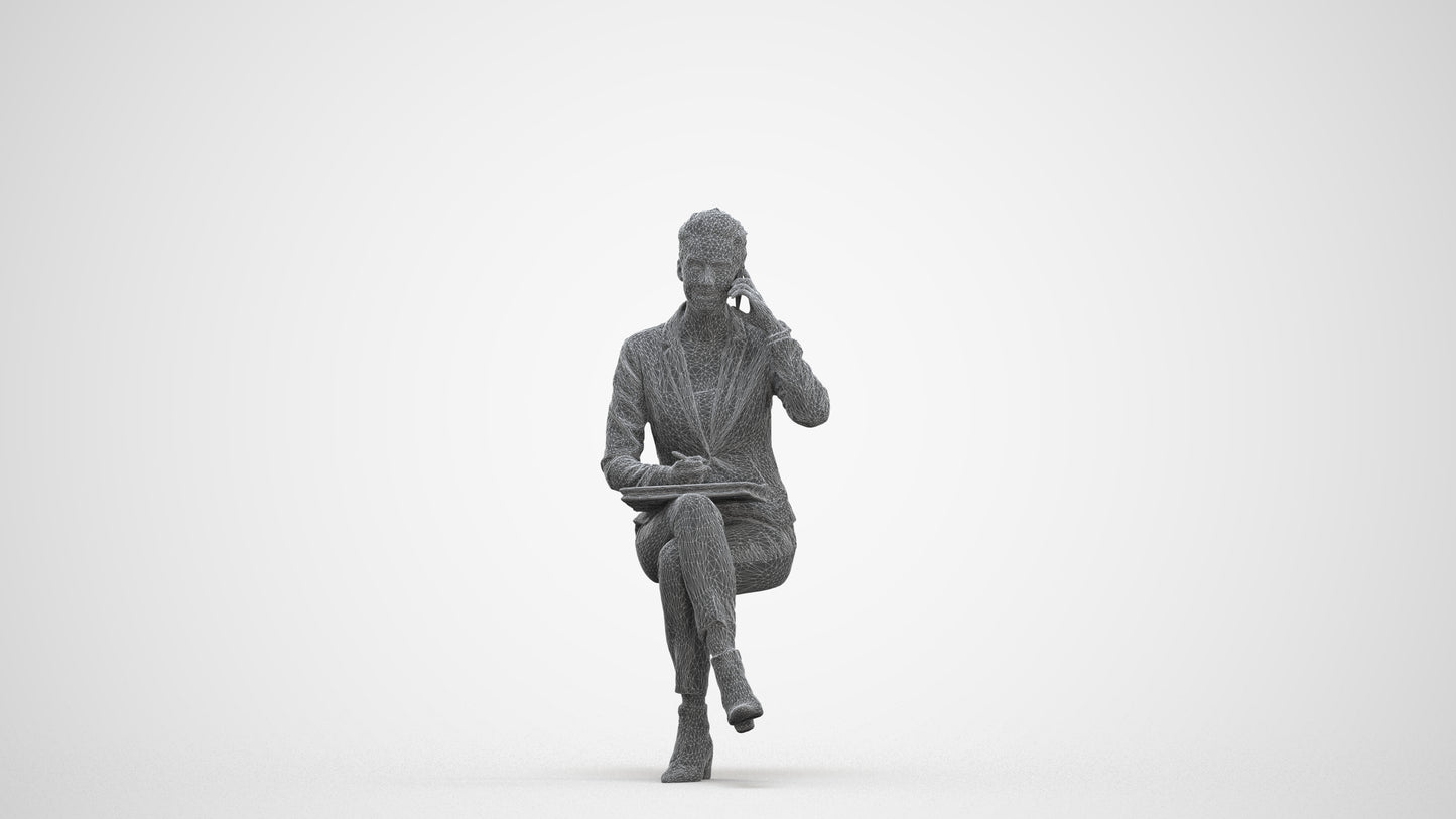 photogrammetry 3D woman business, realistic human model archviz FBX, three-quarter front view render