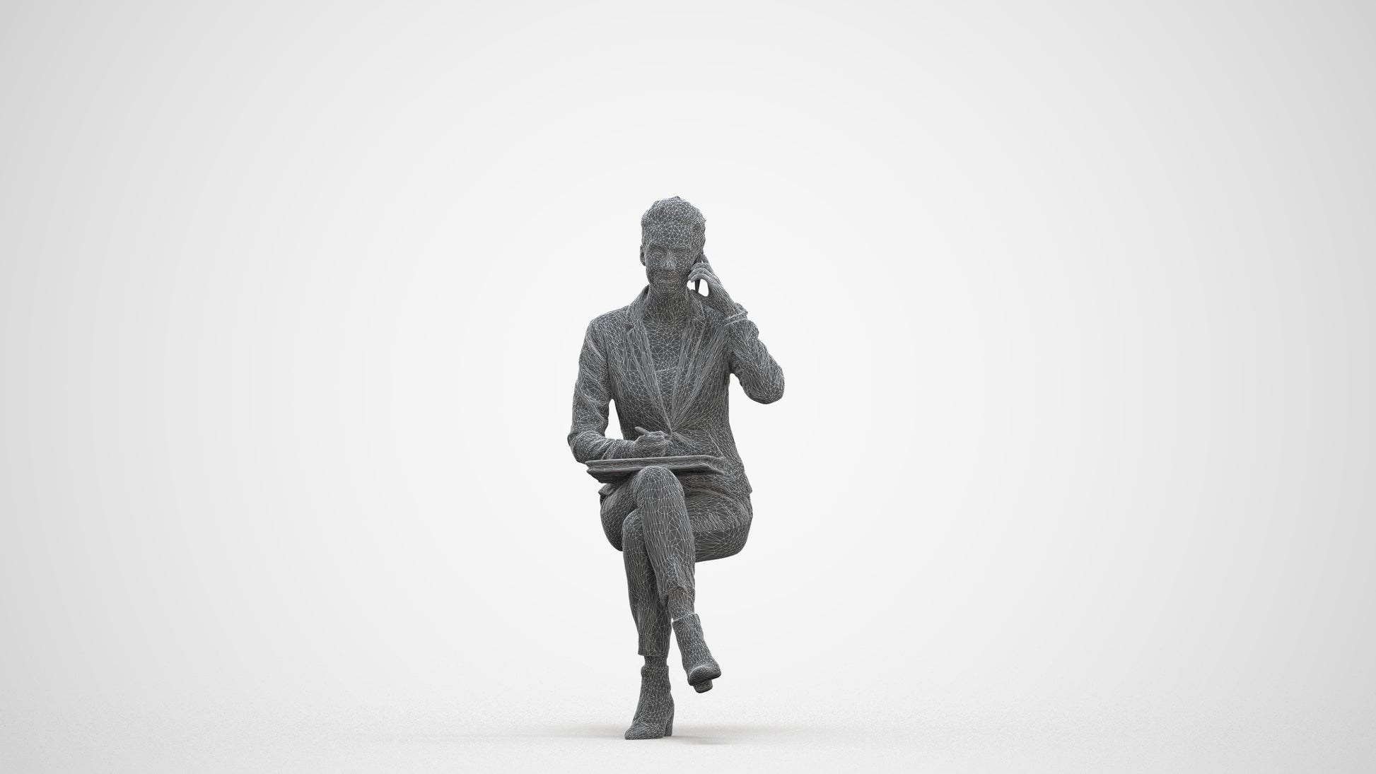 photogrammetry 3D woman business, realistic human model archviz FBX, three-quarter front view render
