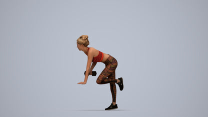 3D human model woman sport, photogrammetry scanned person for archviz, top-down view render