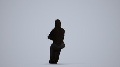 photogrammetry 3D woman sitting, realistic human model archviz FBX, front view render