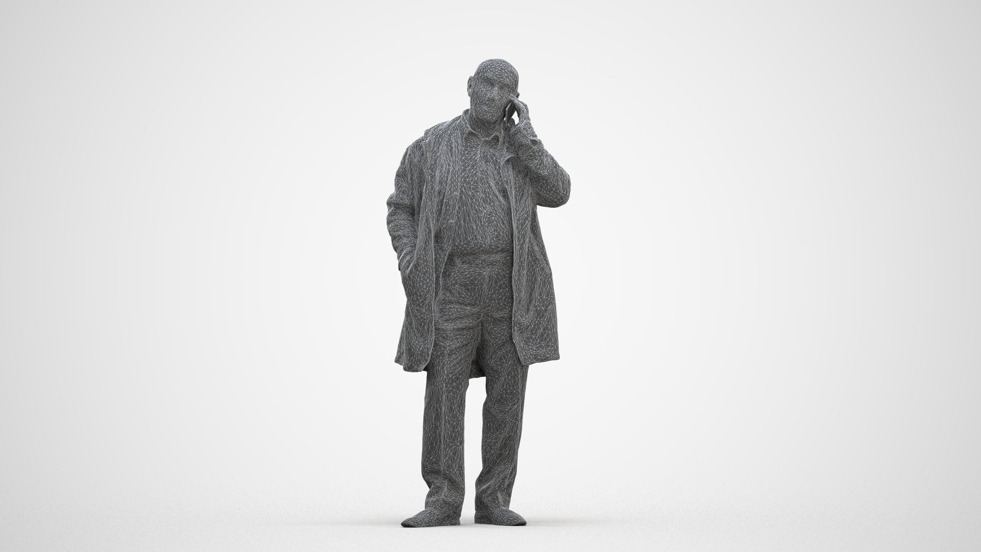 realistic 3D people senior man business standing, render-ready for V-Ray and Corona, FBX OBJ, three-quarter front view render