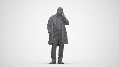 realistic 3D people senior man business standing, render-ready for V-Ray and Corona, FBX OBJ, three-quarter front view render