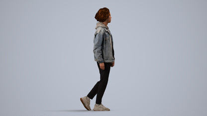 realistic 3D human man casual walking, archviz people FBX OBJ for Blender, side view render