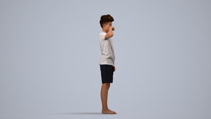 3D scanned boy kids, photorealistic archviz people for Enscape and SketchUp, side view render