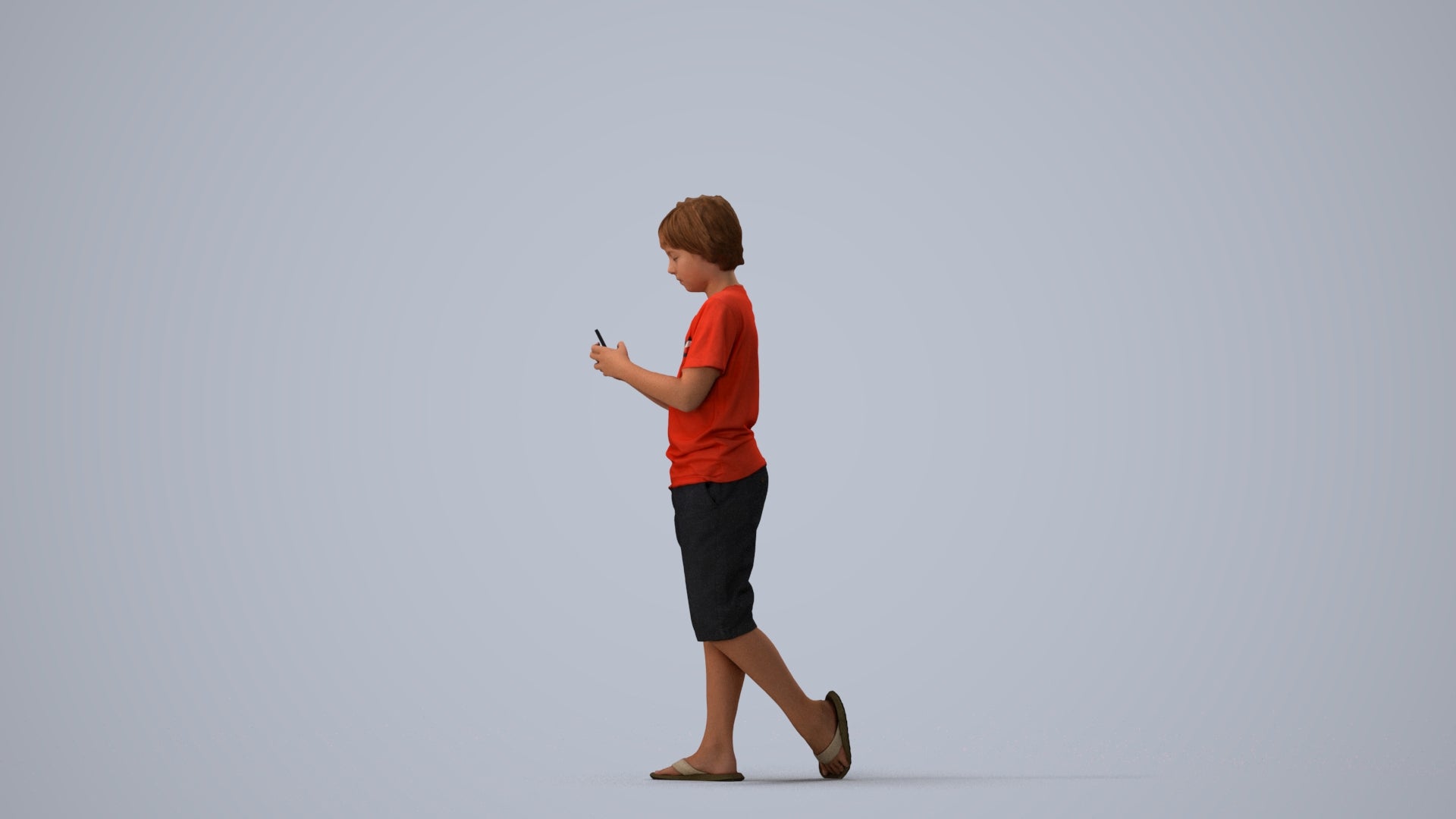 scanned 3D boy casual kids, photogrammetry people for Enscape and V-Ray, three-quarter view render